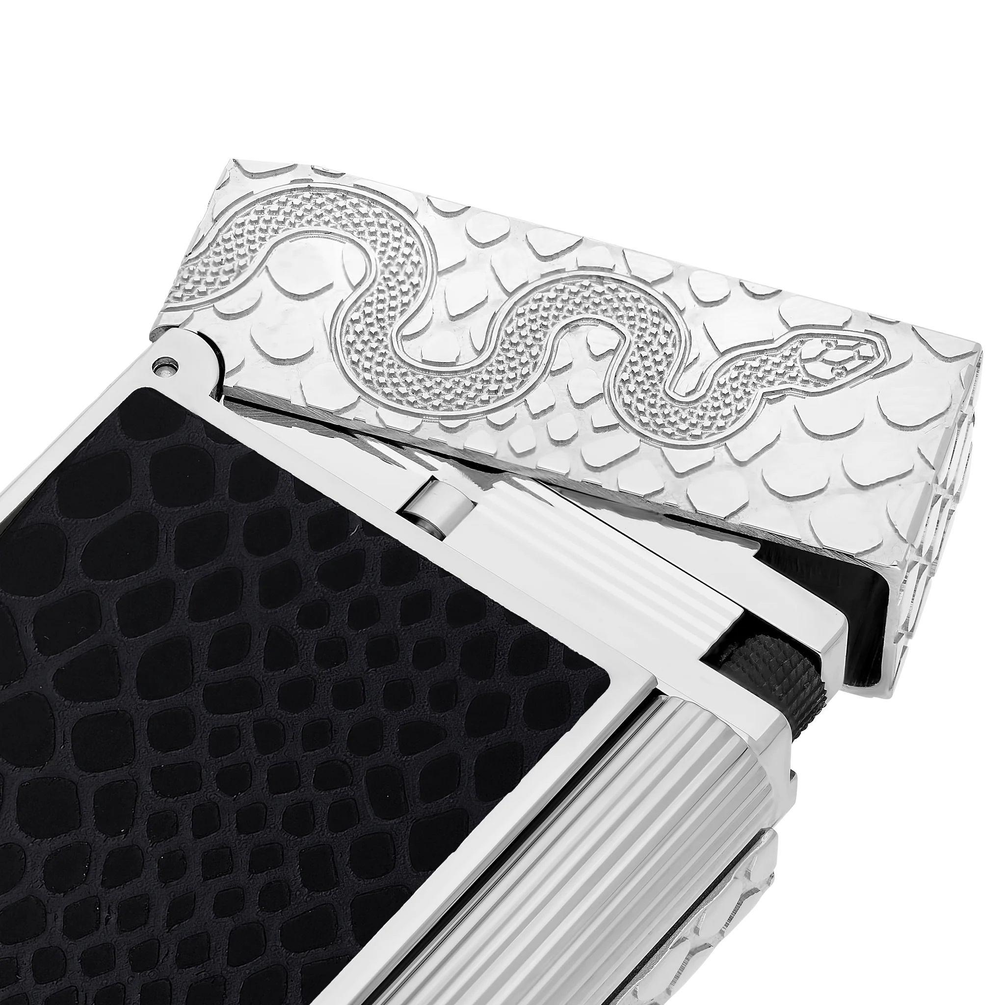 S.T. Dupont Ligne 2 Cling Snake Lacquered Black Silver Lighter
